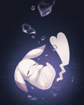 absurdres air_bubble alternate_color alternate_form bubble closed_eyes closed_mouth commentary droopy_ears ears_down full_body gen_1_pokemon highres hoishere7 nintendo no_humans peakychu pikachu pokemon pokemon_(creature) pokemon_focus pokemon_pokopia solo symbol-only_commentary tail