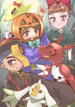 digimon digimon_(creature) digimon_tamers furry guilmon halloween halloween_costume lee_jianliang long_ears long_hair makino_ruki matsuda_takato pixiv_(264841) renamon short_hair terriermon wings