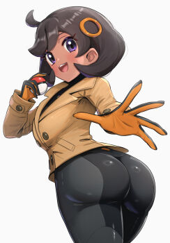 1girl absurdres ass emma_(pokemon) gonzarez highres huge_ass pokemon pokemon_legends:_z-a simple_background solo white_background