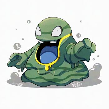 Rule 34 | alolan form, alolan grimer, gen 7 pokemon, looking at viewer, mistray-art, nintendo, no humans, numbered, open mouth, pokemon, pokemon (creature), signature, simple background, solo, white background