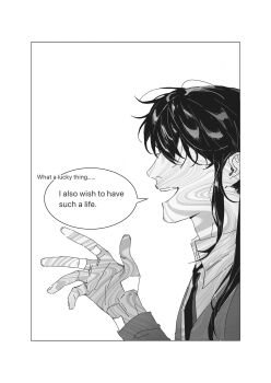 Rule 34 | 1girl, bandaid, bandaid on hand, border, english text, greyscale, hand up, highres, long sidelocks, monochrome, na bori, omniscient reader's viewpoint, open mouth, owlaoao, sidelocks, speech bubble, upper body, white border