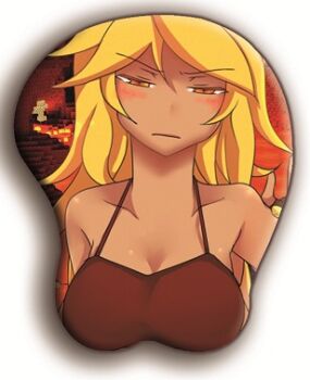 at2. bikini blaze_(minecraft) blonde_hair blush breasts hat lowres minecraft mousepad_(object) swimsuit