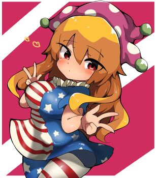 1girl blonde_hair clownpiece hari_oekaki highres red_eyes solo touhou