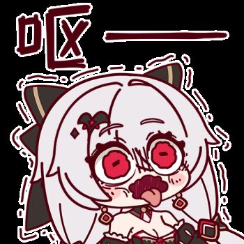 1girl animated animated_gif bare_shoulders bat_hair_ornament black_bow bow breasts cleavage grey_hair hair_bow hair_ornament honkai_(series) honkai_impact_3rd long_hair looping_animation lowres luna_(honkai_impact) medium_breasts open_mouth portrait red_eyes simple_background solo tongue tongue_out transparent_background trembling xixi_fei