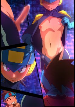 2boys ass highres lan_hikari_(mega_man) male_focus mega_man_(series) mega_man_battle_network megaman.exe multiple_boys sex sorry_(artist) yaoi