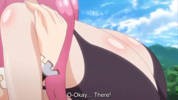 1boy 2girls animated anime_screenshot blush bra breasts brown_hair censored demon_girl demon_horns demon_tail demon_wings female_ejaculation fingering fushigi_no_kuni_no_succubus grabbing_another&#039;s_breast groping groping_breast highres horns large_breasts licking lying mosaic_censoring multiple_girls outdoors pink_eyes pink_hair pointy_ears pussy pussy_juice reto_(62_studio) shota sound tagme tail tongue tongue_out underwear video wings