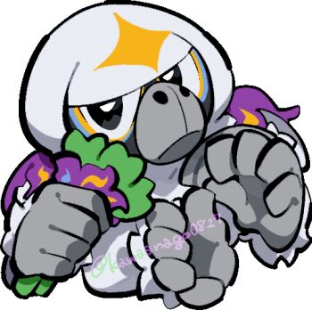 animal_focus chibi chibi_only closed_mouth commentary_request full_body gen_7_pokemon holding kawaanago lowres nintendo no_humans nostrils oranguru pokemon pokemon_(creature) pokemon_focus solo transparent_background twitter_username