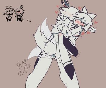 blush chibi claire_(fundamental_paper_education) closed_eyes colored_skin couple engel_(fundamental_paper_education) engeliszilly faceless faceless_male fundamental_paper_education grabbing heart moaning paper penetraciu00f3n penetrantes plap sex sweat vaginal white_hair white_skin