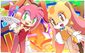 2girls amy_rose animal_costume brown_eyes cream_the_rabbit green_eyes loli multiple_girls rabbit_costume sonic_(series)