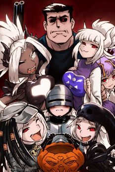 alien_(1979) alien_(series) alien_vs._predator animal_ears arm_blade armor beelzebub black_bodysuit black_gloves black_hair black_horns black_jacket bodysuit bone breasts cerberus_(helltaker) choir_outfit_(utdr) colored_skin cosplay crossover cyborg dark-skinned_female dark_skin delta_rune_(symbol) delta_rune_print demon demon_girl demon_horns demon_tail dog_ears dog_girl dreadlocks fangs fishnets from_side gauntlets girls&#039;_frontline gloves glowing glowing_eye gun halloween haraya_manawari helltaker helltaker_(character) helmet holding holding_gun holding_weapon horns jacket jaw judgement_(helltaker) large_breasts leather leather_jacket lever_action long_hair looking_at_viewer lucifer_(helltaker) mask mole mole_under_eye multiple_girls open_mouth pauldrons plasma_caster ponytail predator_(1987) predator_(character) predator_(series) red_eyes robocop robocop_(character) robocop_(character)_(cosplay) science_fiction shirt short_hair shotgun shoulder_armor shoulder_cannon simple_background skeleton_costume smile spine sunglasses t-800 t-800_(cosplay) tail teeth terminator_(series) toriel toriel_(cosplay) triplets undertale utdr_(toby_fox) weapon white_eyes white_hair white_horns winchester_model_1887 wings wrist_blades xenomorph xenomorph_(cosplay)