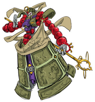 alternate_form bead_bracelet beads bracelet commentary_request g_gundam gundam highres holding holding_weapon jewelry joints ledjoker07 mandala_gundam mecha mobile_suit no_humans no_pupils prayer_beads robot robot_joints science_fiction shakujou simple_background sketch solo staff thrusters v-fin weapon white_background yellow_eyes