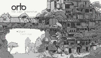 bridge building cheef0ng commentary english_commentary english_text greyscale highres monochrome no_humans original outdoors overgrown scenery tree user_interface