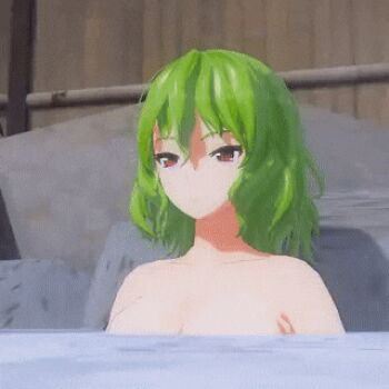 3d 4girls animated animated_gif bathing bathing_together black_hair blonde_hair blue_hair blush breast_awe bust_chart breast_envy breasts convenient_censoring covering_breasts covering_privates embarrassed envy green_hair hair_censor hair_over_breasts hakurei_reimu hinanawi_tenshi kazami_yuuka kirisame_marisa long_hair looking_at_breasts lowres mofumoko5 multiple_girls nude onsen outdoor_bath partially_submerged short_hair small_breasts touhou water