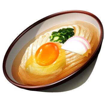 bowl commentary_request egg_(food) egg_yolk food food_focus highres no_humans noodles original short208 transparent_background udon