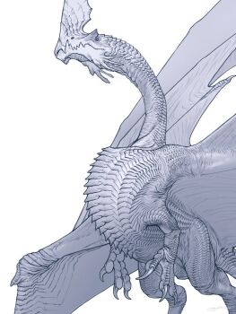 creature dragon greyscale monochrome monster no_humans ogyhara scales