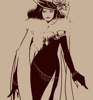 Rule 34 | 1girl, brown theme, cape, closed mouth, commentary request, cowboy shot, dated commentary, dress, elbow gloves, flower, fur-trimmed cape, fur trim, gloves, hat, hat flower, high contrast, long hair, lowres, monochrome, oomojiya, partially fingerless gloves, ragnarok online, side slit, smile, solo, strapless, strapless dress, wizard (ragnarok online)