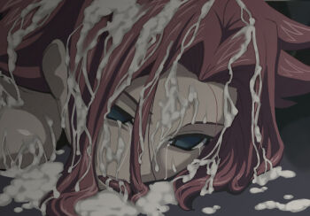 1girl after_rape ahegao bukkake code_geass cum cum_in_mouth cum_on_body cum_on_floor cum_on_hair cum_on_tongue cum_on_upper_body empty_eyes facial female_focus fucked_silly hyottokoaki kouzuki_kallen rape red_hair short_hair solo tears tongue tongue_out warainaku