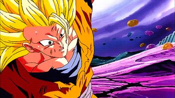 1990s_(style) 2boys animated animated_gif anime_screenshot attack blast blonde_hair blue_eyes colored_skin demon dougi dragon_ball dragonball_z explosion halo hell horns janemba long_hair male_focus monster multiple_boys muscular no_eyebrows pointy_ears red_skin retro_artstyle son_goku super_saiyan super_saiyan_3 tail teleportation violence wristband yellow_eyes