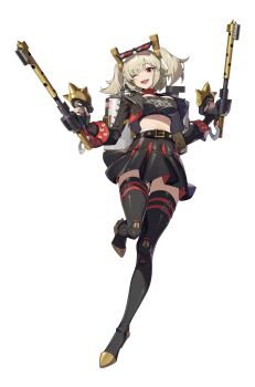 Rule 34 | 1girl, ;d, belt, black gloves, black jacket, black skirt, black tube top, boots, breasts, burnice white, eyewear on head, fingerless gloves, flamethrower, full body, gloves, high heel boots, high heels, highres, holding flamethrower, holding weapon, jacket, large breasts, leather, leather jacket, light brown hair, long sleeves, looking at viewer, miniskirt, official art, one eye closed, open mouth, pleated skirt, red-tinted eyewear, red eyes, short hair, skirt, smile, solo, spiked belt, spiked jacket, stomach, strapless, sunglasses, thigh belt, thigh boots, thigh strap, thighhighs, tinted eyewear, transparent background, tube top, twintails, weapon, zenless zone zero, zettai ryouiki