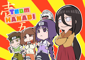 Rule 34 | 4girls, black hair, boruto: naruto next generations, brown hair, eeshin (eishin5584), hyuuga hanabi, izuno wasabi, kakei sumire, long hair, multiple girls, naruto (series), purple eyes, purple hair, suzumeno namida