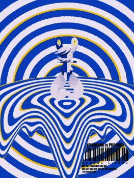 Rule 34 | barcode, blue background, blue fur, blue sclera, clione3031, colored sclera, commentary, gen 6 pokemon, highres, mega meowstic, mega pokemon, meowstic, neck fur, nintendo, pokemon, pokemon (creature), pokemon focus, pokemon legends: z-a, split-color fur, symbol-only commentary, two-tone fur, white background, white fur, yellow sclera