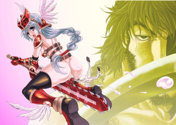 10s 1boy 1girl armor ass bikini_armor blue_hair curvy fingering grabbing_own_ass helmet highleg highleg_leotard huge_ass leotard looking_back masturbation mirim pussy pussy_juice queen&#039;s_blade queen&#039;s_blade_rebellion revealing_clothes rurukichi serious shiny_skin sweat tears thong_leotard valkyrie white_leotard wide_hips winged_helmet