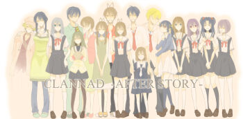 Rule 34 | 00s, 5boys, 6+girls, apron, bad id, bad pixiv id, chiri (ch!), clannad, everyone, fujibayashi kyou, fujibayashi ryou, furukawa akio, furukawa nagisa, furukawa sanae, highres, ibuki fuuko, ibuki kouko, ichinose kotomi, miyazawa yukine, multiple boys, multiple girls, okazaki tomoya, okazaki ushio, pantyhose, sagara misae, sakagami tomoyo, school uniform, shima katsuki, siblings, sisters, sleeves rolled up, starfish, sunohara mei, sunohara youhei, time paradox, twins, yoshino yuusuke