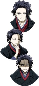 Rule 34 | 1boy, black eyes, black hair, black tunic, dazai osamu (isekai shikkaku), head out of frame, highres, isekai shikkaku, long hair, solo, transparent background, tunic