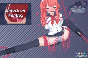 ball_gag bdsm blue_archive bondage bound bound_arms bound_legs cardigan clitoris cross-section crying egg_vibrator gag gagged hentarise natsu_(blue_archive) panties pink_eyes pink_hair pleated_skirt rope school_uniform sex_toy skirt socks spread_legs underwear vibrator white_cardigan white_panties x-ray