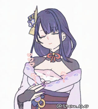 2girls animal_ears braid commentary_request fan_hair_ornament floppy_ears fox fox_ears genshin_impact japanese_clothes kimono very_long_braid long_hair low-braided_long_hair low-tied_long_hair mole mole_under_eye multiple_girls nagatekkou obiage obijime purple_hair purple_kimono purple_nails raiden_shogun wide_sleeves yae_miko yae_miko_(fox) yoichi_(umagoya)