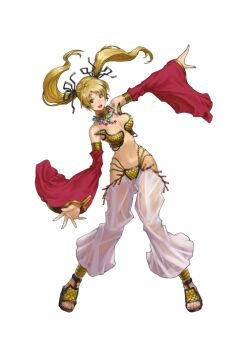 1girl artist_request blonde_hair blue_eyes breasts dancer gypsy_(ragnarok_online) medium_breasts ragnarok_online smile source_request