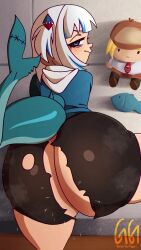 1girl animated anus artist_name ass ass_clapping ass_focus ass_shake bent_over bike_shorts blue_eyes blue_hair blue_hoodie blunt_bangs bouncing_ass curvy fins fish_tail from_behind gawr_gura greatestgori highres hololive hololive_english holomyth hood hoodie huge_ass jiggle looking_at_viewer looking_back multicolored_hair naughty_face pussy shark_girl shark_tail short_shorts shorts smol_ame smug solo stuffed_toy tagme tail thick_thighs thighs torn_clothes torn_shorts twerking twintails two-tone_hair uncensored video virtual_youtuber watson_amelia white_hair wide_hips
