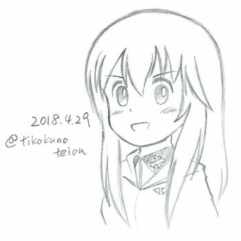 Rule 34 | 1girl, artist request, commentary request, dated, girls und panzer, girls und panzer little army, grey shirt, jacket, kuromorimine school uniform, monochrome, one-hour drawing challenge, school uniform, sheska (girls und panzer), shirt, twitter username, white jacket