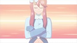 1girl 2024_pokemon_teraleak animated audible_music blue_eyes breasts crop_top dark-skinned_female dark_skin english_text gloves grin jmarcosart large_breasts long_hair long_sleeves nintendo poke_ball pokemon pokemon_bw puerto_rican_flag red_hair shorts skyla_(pokemon) smile sound tagme throwing video