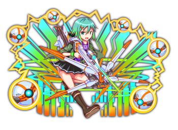 1girl adapted_costume alternate_costume anime_coloring aqua_eyes aqua_hair armband artist_request black_skirt blue_outline bob_cut boots brown_boots colored_shoe_soles colored_tips crash_fever drawstring full_body game_cg gradient_background green_armband green_hair green_jacket green_sleeves gun hair_between_eyes holding holding_gun holding_weapon hood hood_down hooded_jacket horizontal-striped_skirt jacket knee_boots leg_up looking_at_viewer microskirt multicolored_hair number_print numbered official_alternate_costume official_art open_clothes open_jacket open_mouth orb outline pleated_skirt polka_dot print_shirt purple_shirt red_outline rifle robin_hood_(crash_fever) scope shirt short_hair single_horizontal_stripe skirt sleeves_rolled_up sniper_rifle solo square square_print striped_clothes striped_skirt tachi-e thighhighs third-party_source three-quarter_sleeves tongue transparent_background two-tone_hair v-shaped_eyebrows weapon weapon_request white_hood yellow_outline zettai_ryouiki