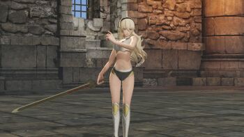 1girl 3d armor armpits bare_shoulders black_hairband bra breasts broken_armor building cleavage collarbone female_corrin_(fire_emblem) day eyelashes facing_viewer feet_out_of_frame female_focus fighting_pose fighting_stance fingernails fire_emblem fire_emblem_fates fire_emblem_warriors gameplay_mechanics hair_between_eyes hair_ornament hairband holding holding_sword holding_weapon intelligent_systems legs legs_together long_hair medium_breasts midriff multicolored_underwear nails navel neck nintendo official_alternate_costume official_underwear outdoors pale_skin panties pointy_ears red_eyes ruins serious silver_hair sky standing sword thighs underwear underwear_only weapon yato_(fire_emblem)