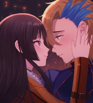 1boy 1girl ash_phoenix black_hair blue_eyes code_geass code_geass:_dakkan_no_roze hetero highres long_hair purple_eyes sumeragi_sakuya