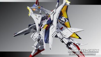 3d absurdres beam_rifle commentary_request energy_gun gradient_background gundam gundam_hathaway's_flash highres inviter_oro machinery mecha mecha_focus missile_pod mobile_suit no_humans penelope_(hathaway's_flash) robot science_fiction shield signature v-fin weapon