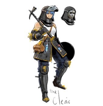 1girl armor armored_boots blue_hair boots chaps ff69_(ff69x) gauntlets greaves hammer helmet leg_armor lucerne_hammer medal polehammer pouch shield simple_background skirt sleeveless solo visor_lift war_hammer weapon white_background