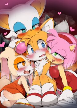 1boy 3girls @_@ age_difference amy_rose animal_ears ass bat_tail blue_eyes blush breasts clothed_female_nude_male covered_erect_nipples cream_the_rabbit dagasi dress fox_boy fox_ears furry furry_female furry_male furry_with_furry gloves green_eyes hairband heart highres medium_breasts multiple_girls nude onee-shota orange_eyes panties pink_hair pussy_juice rabbit_ears red_dress red_hairband rouge_the_bat short_hair shota sitting sleeveless sleeveless_dress sonic_(series) tails_(sonic) underwear white_footwear white_gloves white_panties