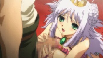 Rule 34 | 1boy, 1girl, animated, animated gif, blush, catue dragundaala, censored, green eyes, lowres, mosaic censoring, open mouth, penis, princess knight catue, purple hair