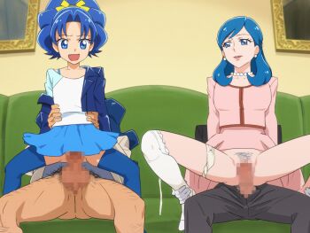 10s 2boys 2girls age_difference animated animated_gif bandai bandai_namco blue_eyes blue_hair blue_pubic_hair blue_thighhighs bra_strap breasts censored clothed_sex colored_pubic_hair couch earrings erection family fang father_and_daughter female_pubic_hair flat_chest girl_on_top group_sex hetero incest jacket jewelry kirakira_precure_a_la_mode leather leather_jacket loli long_hair looping_animation matching_hair/eyes mature_female medium_breasts medium_hair mizushima_mitsuyoshi mosaic_censoring mother_and_daughter multiple_boys multiple_girls mushiro_(nijie728995) necklace netorase open_mouth orgy panties panties_around_leg pants pearl_earrings pearl_necklace penis precure pubic_hair purple_eyes purple_hair pussy reverse_cowgirl_position sex sex_from_behind shirt size_difference skirt spread_legs straddling tategami_aiko tategami_aoi tategami_raiou testicles thighhighs toei_company tv_asahi underwear vaginal white_panties white_shirt white_thighhighs