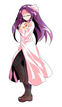 Rule 34 | 1girl, asakura rikako, black socks, bow, bow hairband, bowtie, brown pants, brown shoes, closed eyes, closed mouth, coat, commentary request, curtained hair, dairi, floating hair, from side, glasses, hairband, hand on own chest, hand up, highres, large variant set, loafers, long coat, long hair, long sleeves, looking at viewer, pants, phantasmagoria of dim.dream, pince-nez, pink bow, pink coat, pink hairband, pink shirt, purple hair, shirt, shoes, simple background, socks, solo, standing, tachi-e, touhou, touhou (pc-98), transparent background, v-shaped eyebrows, variant set, very long hair, yellow bow, yellow bowtie