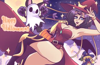 Rule 34 | absurdres, blacktailmon, cosplay, demon, demon girl, digimon, digimon (creature), fallen angel, halloween, halloween costume, highres, lilithmon, lipstick, makeup, mark of evil, nail polish, wings, witchmon, witchmon (cosplay), wizarmon