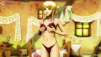 1girl 3d animated bad_tag blonde_hair blowing_kiss blue_eyes bouncing_breasts bra breasts cleavage curvy elf grabbing_own_breast half-closed_eyes in_heat large_breasts legs linkle looking_at_viewer naughty_face navel one_eye_closed open_mouth pointy_ears puckered_lips seductive_smile short_hair smile solo tagme thighs thong underwear video virtuablueam2 wink
