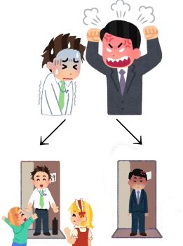 >_< 2boys 2girls ^_^ anger_vein angry arms_up black_hair black_jacket black_pants black_shoes blonde_hair briefcase brown_hair clenched_hands closed_eyes closed_mouth commentary dot_nose dress gloom_(expression) green_jacket green_necktie hair_ornament hairband hairclip idolmaster idolmaster_cinderella_girls idolmaster_cinderella_girls_u149 jacket kominami_abc lolita_hairband long_sleeves multiple_boys multiple_girls necktie open_mouth orange_hair pants producer_(idolmaster) producer_(idolmaster_cinderella_girls_u149) puff_of_air purple_necktie red_dress ryuzaki_kaoru sakurai_momoka scolding sharp_teeth shirt shoes short_hair sweat teeth v-shaped_eyebrows wavy_mouth white_background white_eyes white_shirt