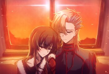 1boy 1girl ash_phoenix black_hair code_geass code_geass:_dakkan_no_roze highres long_hair purple_eyes sumeragi_sakuya