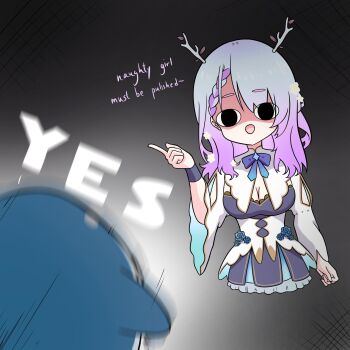 2girls :d braid braided_bangs branch breasts ceres_fauna ceres_fauna_(1st_costume) cleavage dress english_text fong_(fongthe0125) gawr_gura gawr_gura_(1st_costume) gradient_hair grey_background grey_dress grey_hair hand_up highres hololive hololive_english hood hood_up index_finger_raised large_breasts long_hair long_sleeves motion_blur multicolored_hair multiple_girls open_mouth pink_hair shaded_face smile solo_focus streaked_hair thick_eyebrows typo virtual_youtuber wide_sleeves