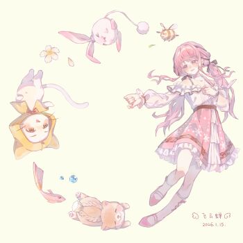 Rule 34 | > <, 1girl, animal, bare shoulders, bee, belt, black belt, black bow, black ribbon, blushbunny (infinity nikki), bow, bow choker, bow legwear, bowtie, bra strap, brown eyes, bubble, bug, buttons, cat, center frills, chinese commentary, choker, circle, cloak, clothed animal, collarbone, commentary request, cross-laced socks, dated, ear covers, feiyunchan, fish, floof (infinity nikki), flower, foodie bee (infinity nikki), frilled shirt, frilled skirt, frilled sleeves, frills, full body, hair bow, hair intakes, hair ribbon, hand on own chest, highres, hood, hood up, hooded cloak, infinity nikki, insect, kneehighs, knees, light blush, long hair, long sidelocks, long sleeves, looking to the side, miniskirt, momo (nikki), navel, nikki (nikki), nikki (series), open mouth, outstretched hand, perfect start (infinity nikki), pink bow, pink bowtie, pink choker, pink hair, pink shirt, pink skirt, pleated skirt, print skirt, puffy long sleeves, puffy sleeves, rabbit, red bow, red bowtie, ribbon, see-through clothes, see-through sleeves, shiba inu, shirt, sidelocks, signature, simple background, single stripe, skirt, smile, snowflake print, snowflakes, socks, striped bow, striped bowtie, striped choker, striped clothes, traditional bowtie, tress ribbon, upside-down, very long hair, whiskers, white cat, white flower, white shirt, white skirt, yellow background, yellow cloak