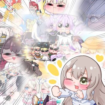 anya_melfissa azki_(hololive) blush_stickers chibi chibi_only closed_eyes collage fuwawa_abyssgard hakos_baelz hanazono_sayaka highres hololive hololive_dev_is hololive_english hololive_indonesia kobo_kanaeru mococo_abyssgard momosuzu_nene multicolored_hair multiple_girls nekomata_okayu omaru_polka one_eye_closed ookami_mio shiori_novella shirakami_fubuki streaked_hair todoroki_hajime